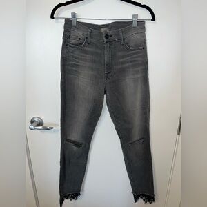 Mother High Waisted Looker Dagger Ankle Fray